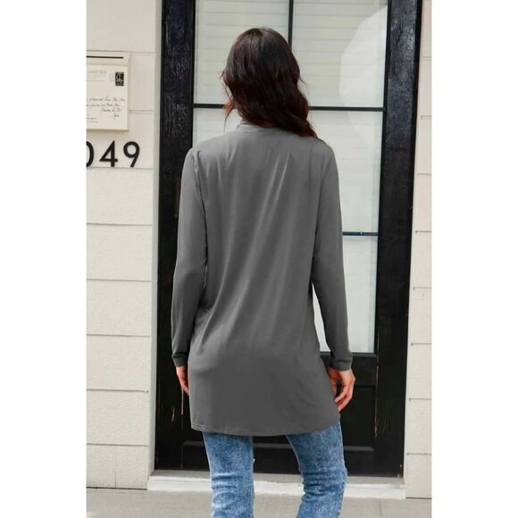 Basic Bae Full Size Open Front Long Sleeve Cardigan with Pockets - Picture 2 of 3